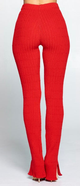 Knitty Slit Pants (Red)