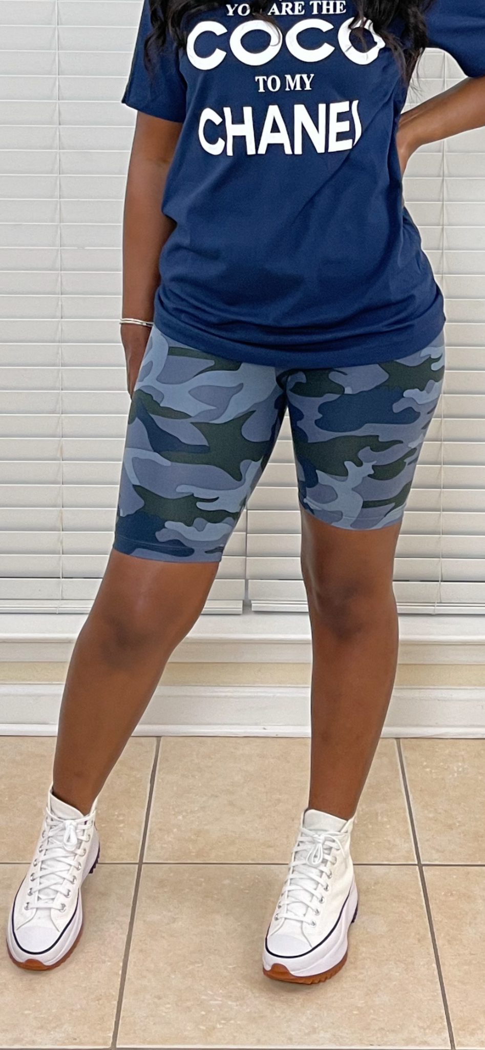 Camo Biker Shorts (Navy)